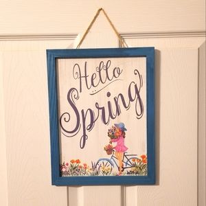 Hello Spring wood wall decor